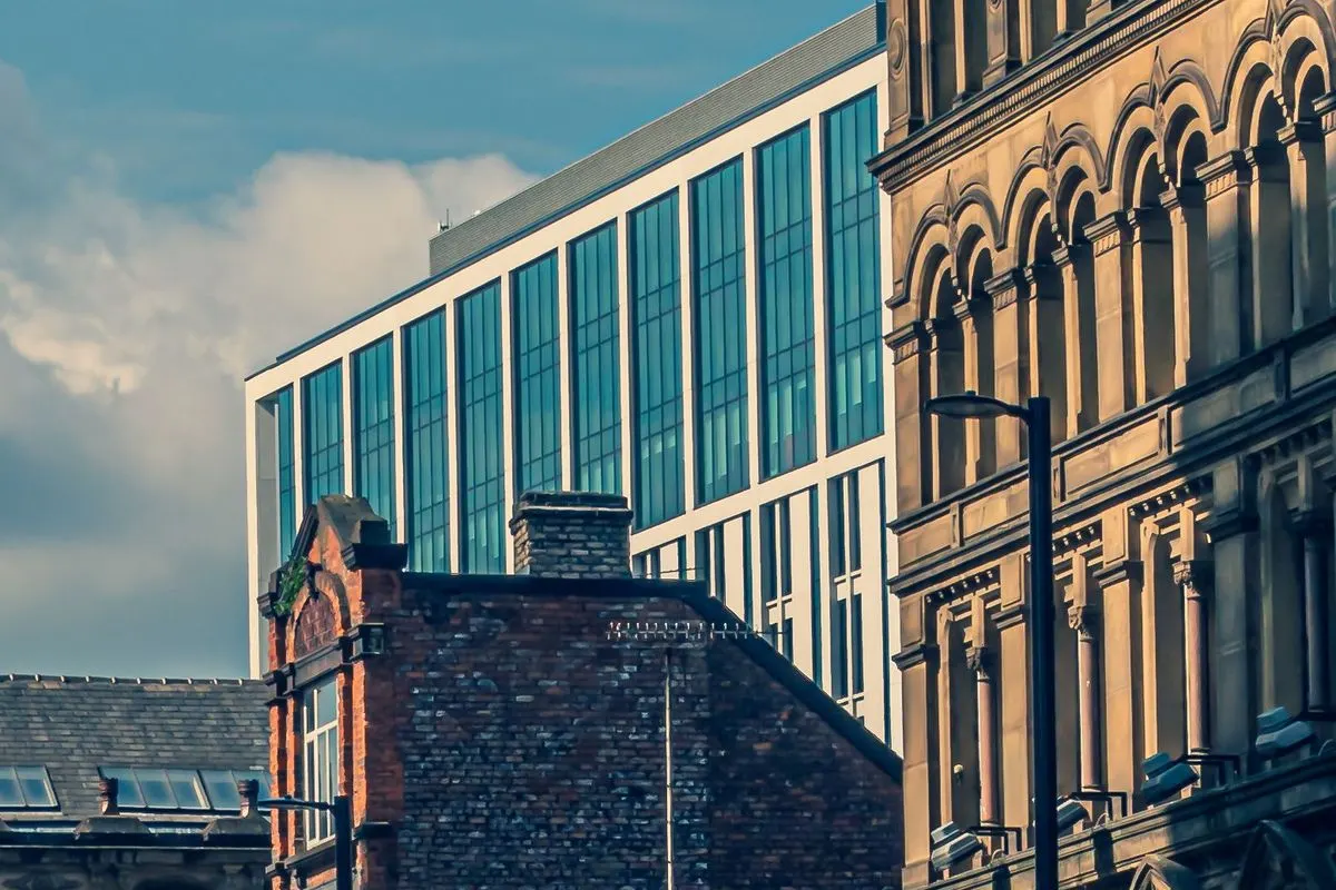 Victorian stone and brick city-centre buildings, illustrative